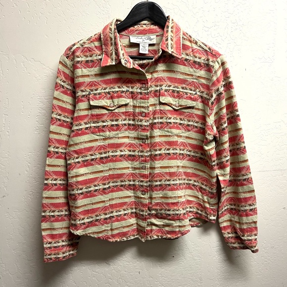 Tasha Polizzi T.P Saddle Blanket & Co Western Pearl Snap Front Shirt Size L - Picture 1 of 10